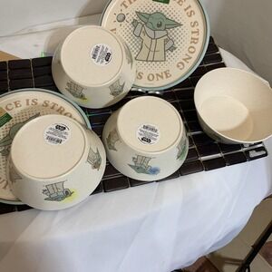 Star Wars Mandalorian The Child Set‎ Of 2 Plates 4Bowls 2001 Zak Designs Bamboo